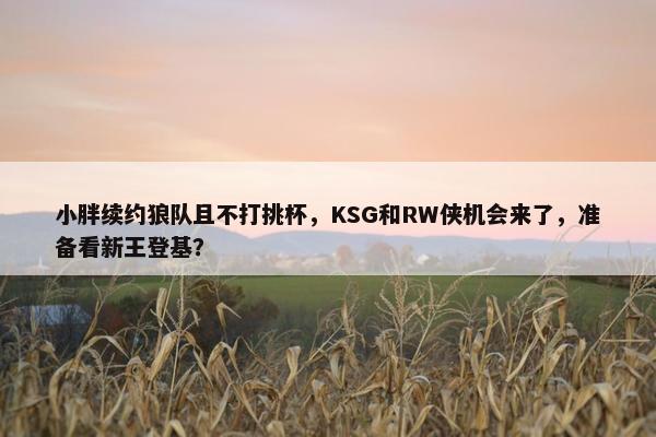 小胖续约狼队且不打挑杯，KSG和RW侠机会来了，准备看新王登基？