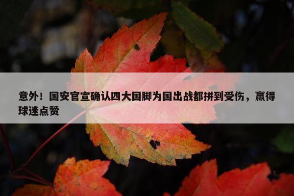 意外！国安官宣确认四大国脚为国出战都拼到受伤，赢得球迷点赞