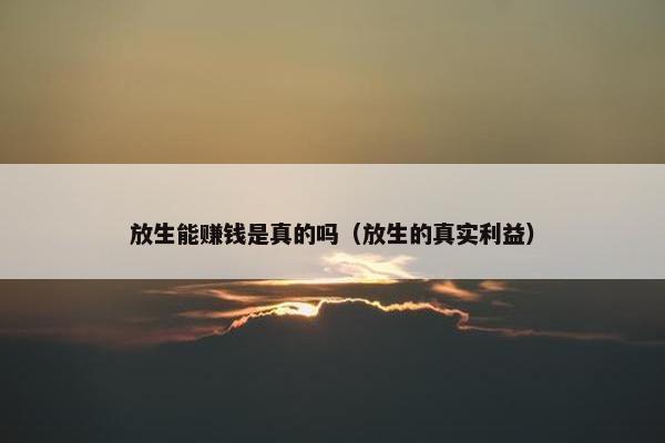 放生能赚钱是真的吗（放生的真实利益）