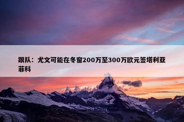 跟队：尤文可能在冬窗200万至300万欧元签塔利亚菲科