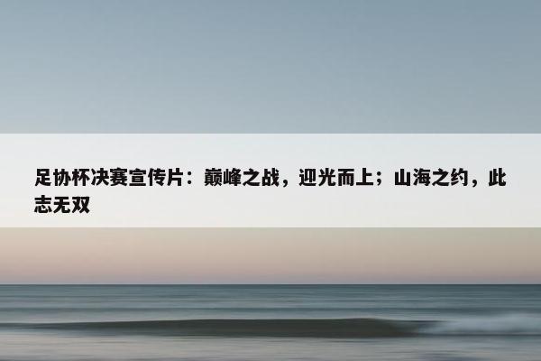 足协杯决赛宣传片：巅峰之战，迎光而上；山海之约，此志无双