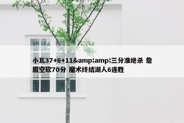 小瓦37+6+11&amp;三分准绝杀 詹眉空砍70分 魔术终结湖人6连胜