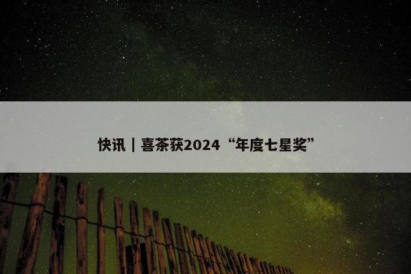 快讯｜喜茶获2024“年度七星奖”