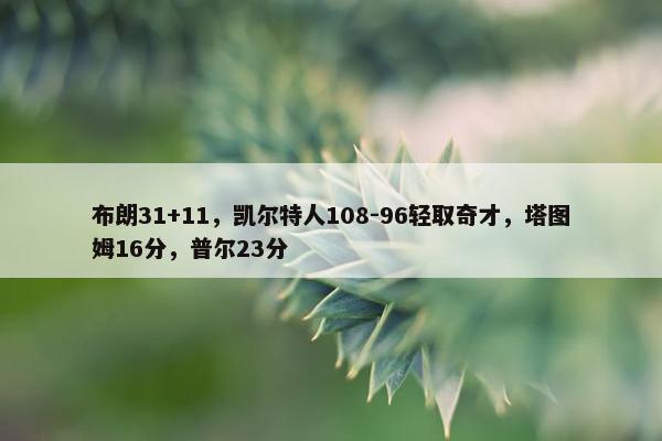 布朗31+11，凯尔特人108-96轻取奇才，塔图姆16分，普尔23分