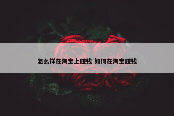 怎么样在淘宝上赚钱 如何在淘宝赚钱