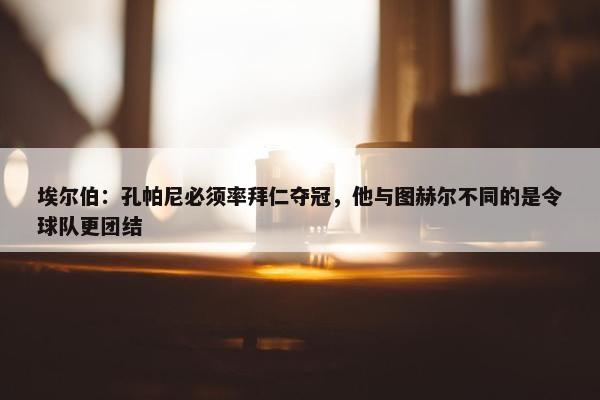 埃尔伯：孔帕尼必须率拜仁夺冠，他与图赫尔不同的是令球队更团结