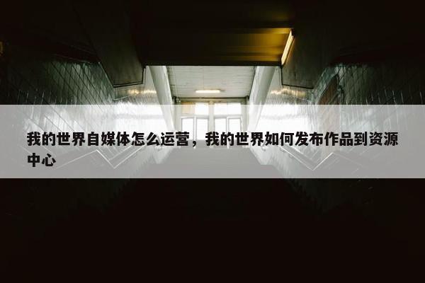 我的世界自媒体怎么运营，我的世界如何发布作品到资源中心