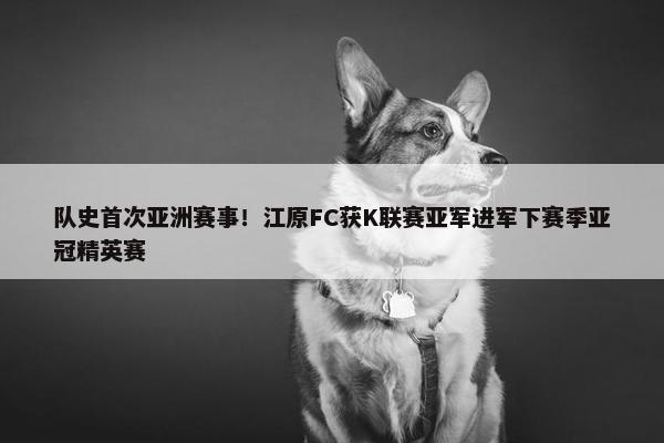 队史首次亚洲赛事！江原FC获K联赛亚军进军下赛季亚冠精英赛