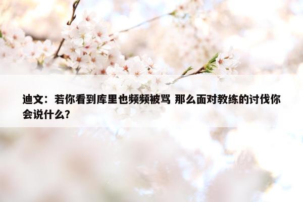 迪文：若你看到库里也频频被骂 那么面对教练的讨伐你会说什么？