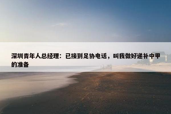 深圳青年人总经理：已接到足协电话，叫我做好递补中甲的准备