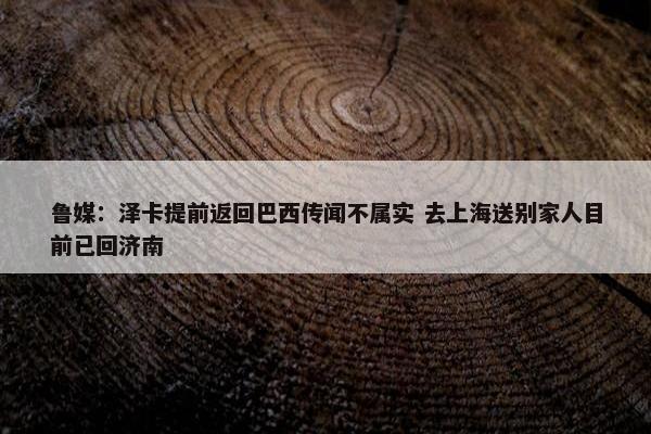 鲁媒：泽卡提前返回巴西传闻不属实 去上海送别家人目前已回济南