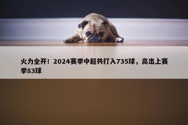 火力全开！2024赛季中超共打入735球，高出上赛季83球