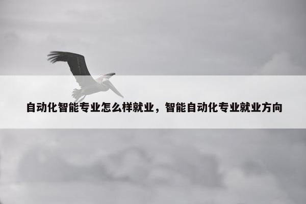 自动化智能专业怎么样就业，智能自动化专业就业方向