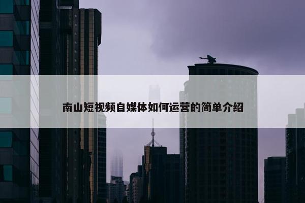 南山短视频自媒体如何运营的简单介绍