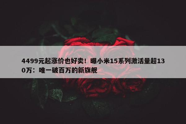 4499元起涨价也好卖！曝小米15系列激活量超130万：唯一破百万的新旗舰