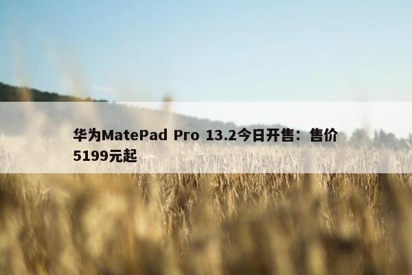 华为MatePad Pro 13.2今日开售：售价5199元起