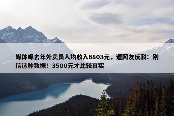 媒体曝去年外卖员人均收入6803元，遭网友反驳：别信这种数据！3500元才比较真实